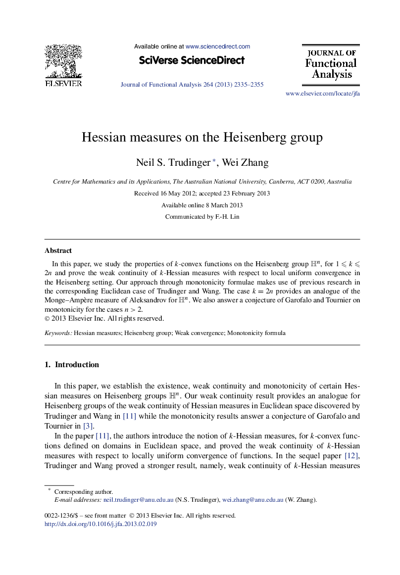 Hessian measures on the Heisenberg group
