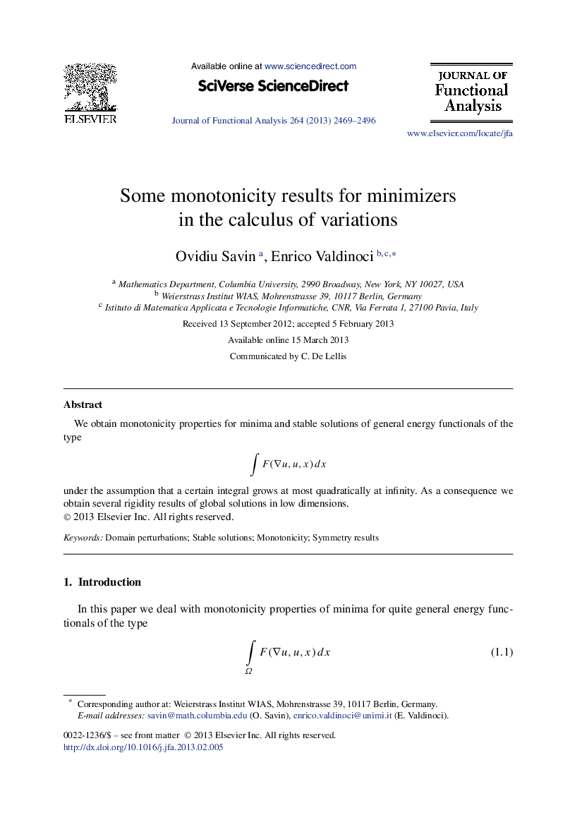 Some monotonicity results for minimizers in the calculus of variations