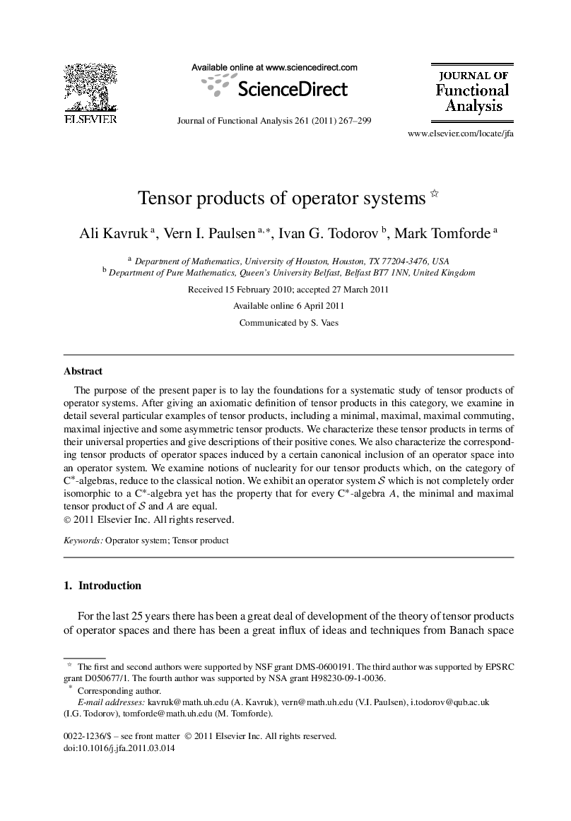 Tensor products of operator systems 