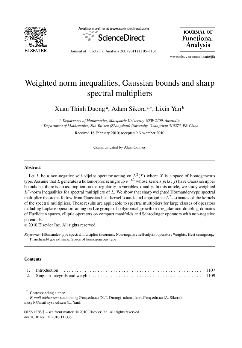 Weighted norm inequalities, Gaussian bounds and sharp spectral multipliers