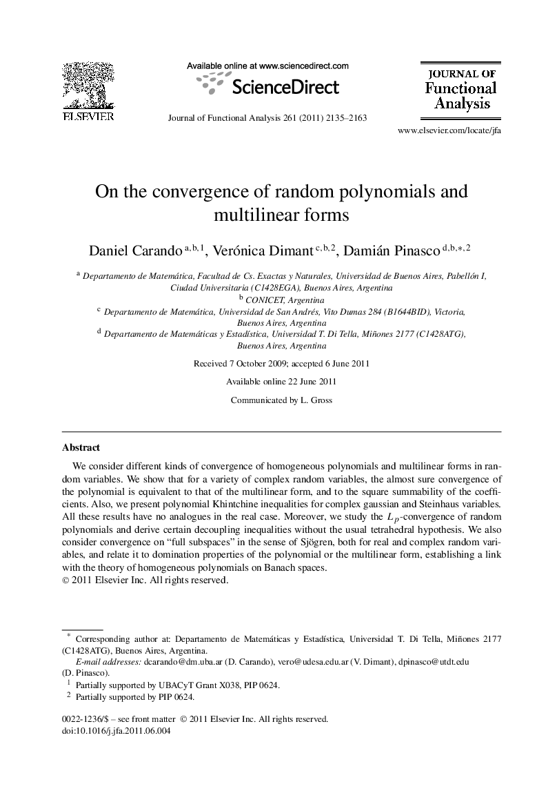 On the convergence of random polynomials and multilinear forms