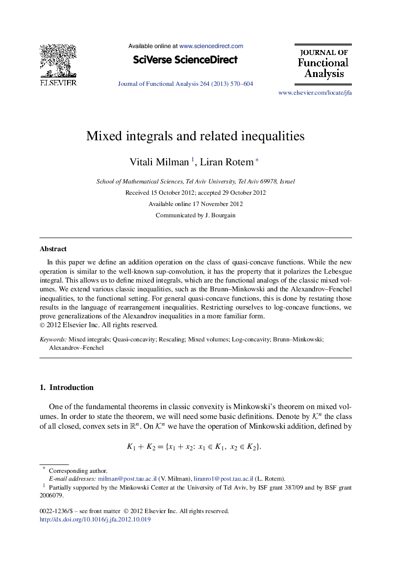 Mixed integrals and related inequalities