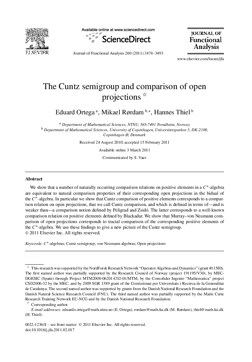 The Cuntz semigroup and comparison of open projections 