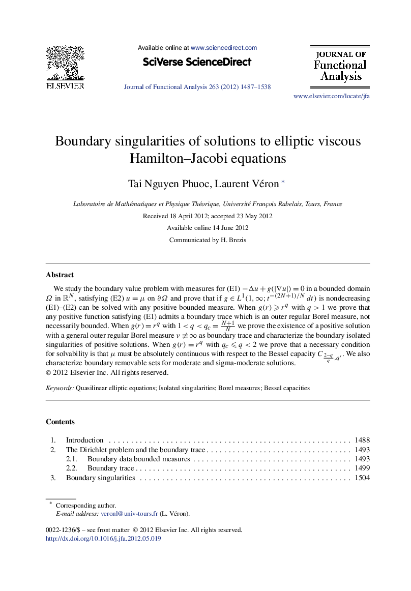 Boundary singularities of solutions to elliptic viscous Hamilton–Jacobi equations