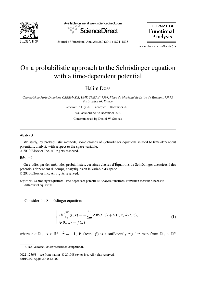 On a probabilistic approach to the Schrödinger equation with a time-dependent potential