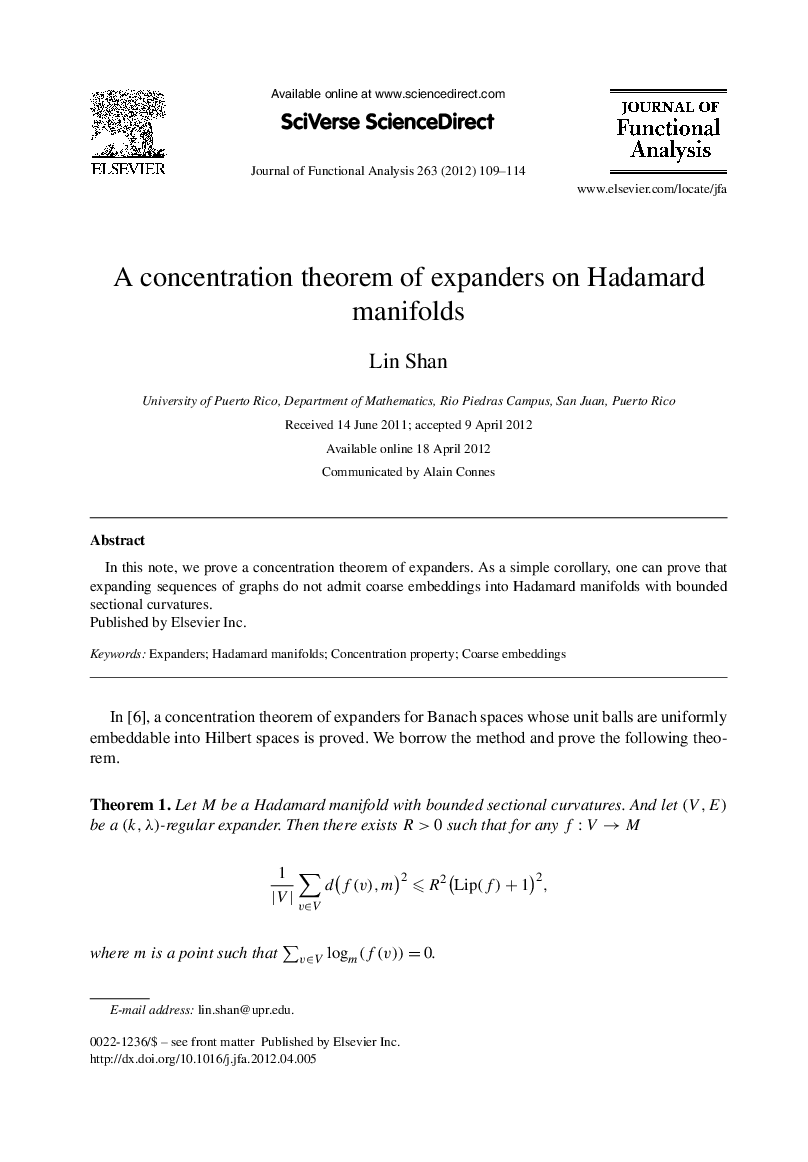 A concentration theorem of expanders on Hadamard manifolds