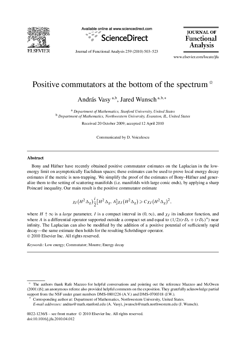 Positive commutators at the bottom of the spectrum 