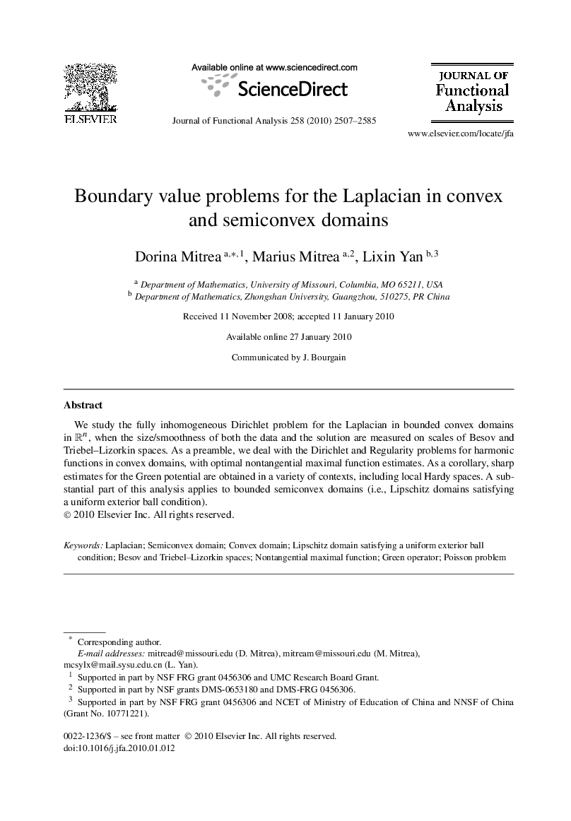 Boundary value problems for the Laplacian in convex and semiconvex domains