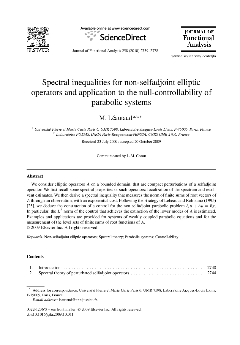 Spectral inequalities for non-selfadjoint elliptic operators and application to the null-controllability of parabolic systems