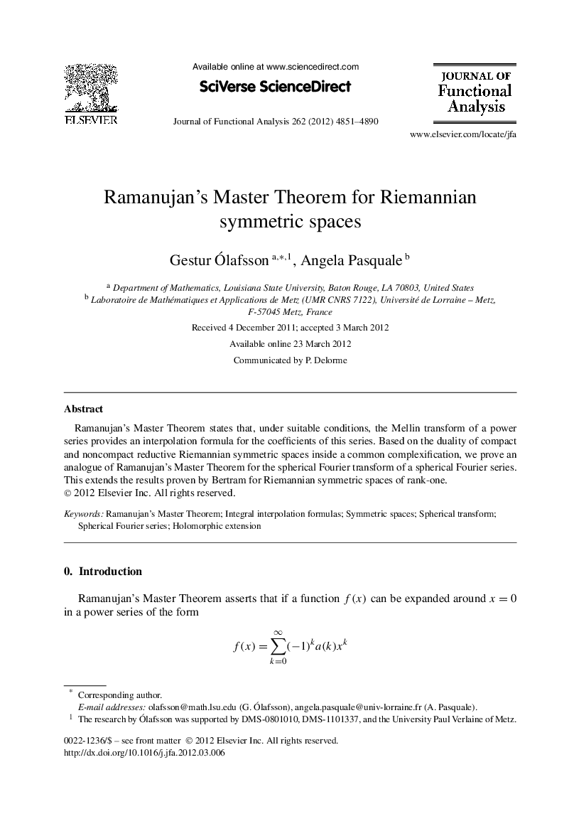 Ramanujanʼs Master Theorem for Riemannian symmetric spaces