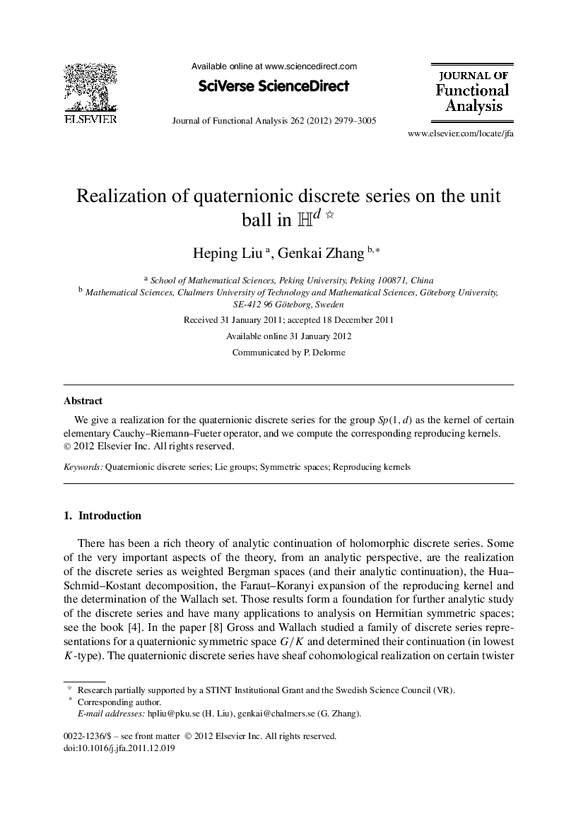 Realization of quaternionic discrete series on the unit ball in Hd 