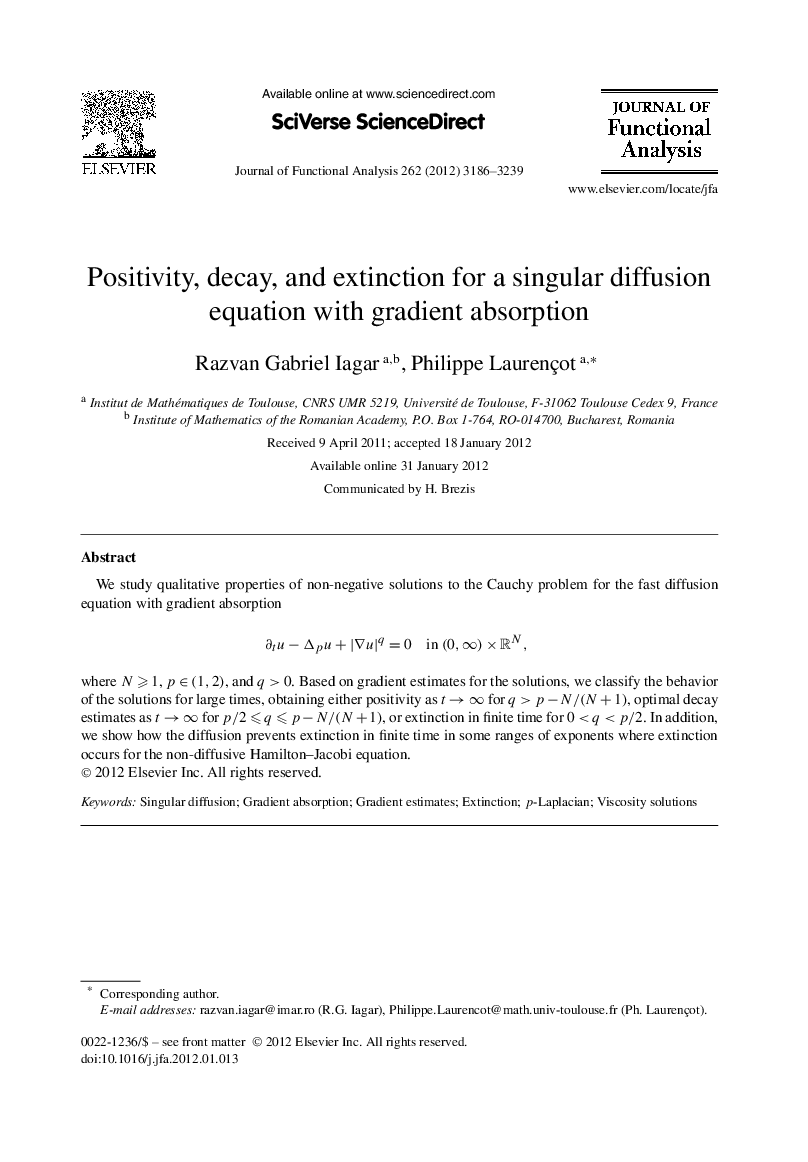 Positivity, decay, and extinction for a singular diffusion equation with gradient absorption