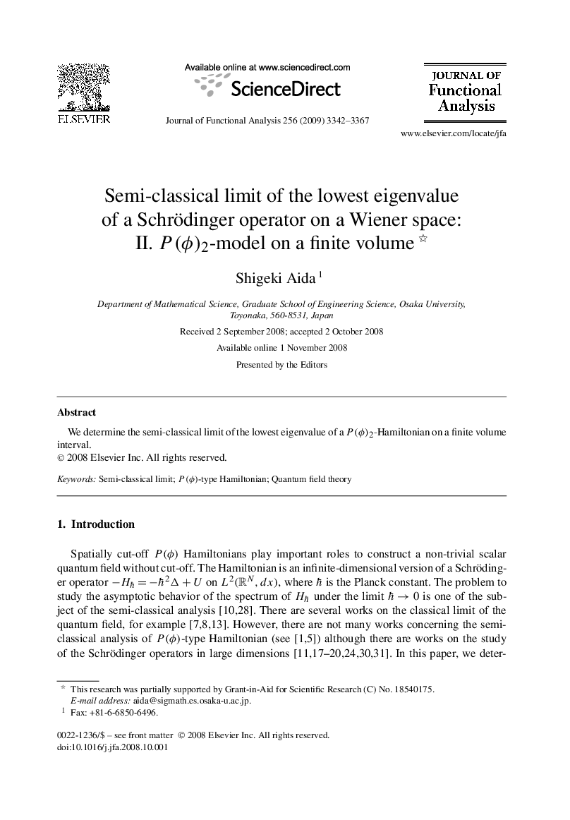 Semi-classical limit of the lowest eigenvalue of a Schrödinger operator on a Wiener space: II. P(ϕ)2-model on a finite volume 