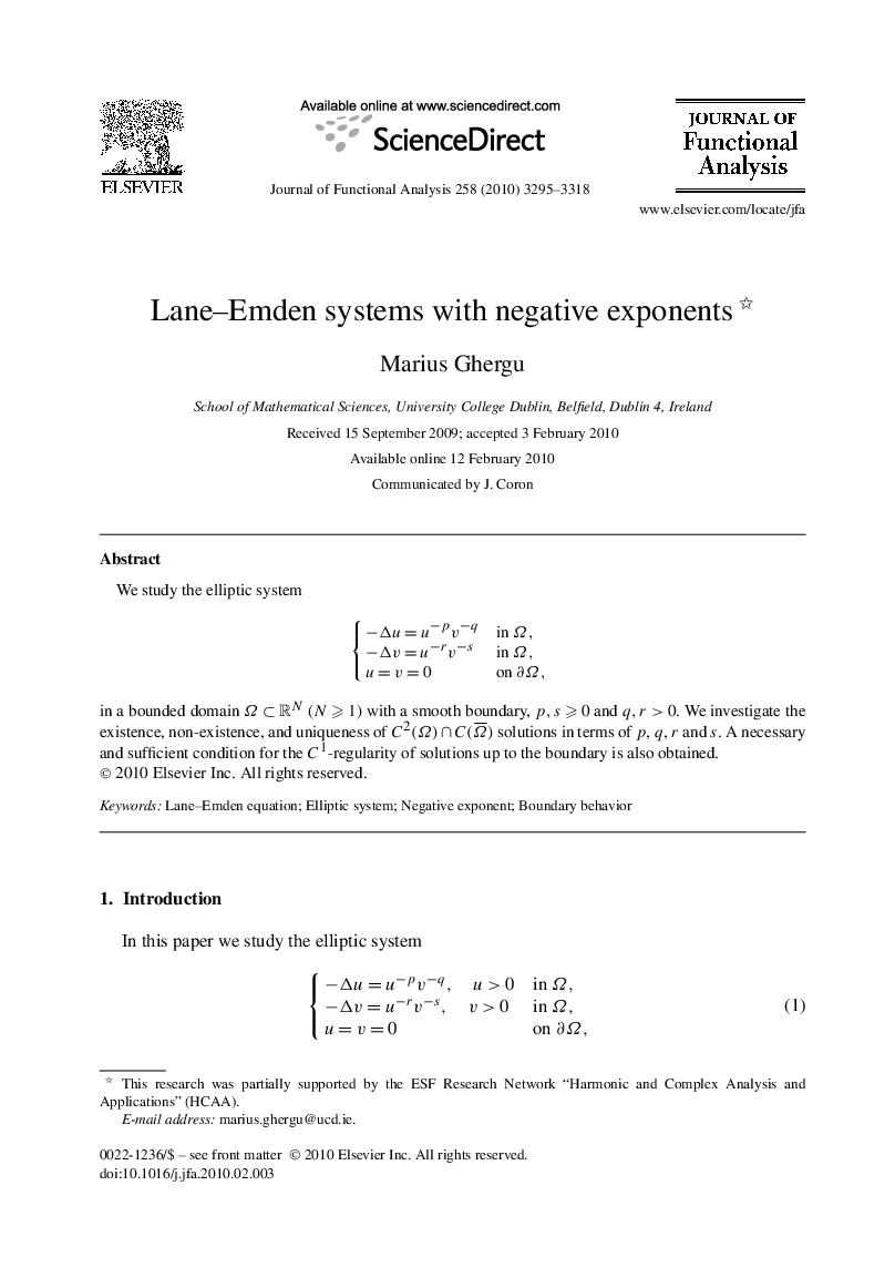 Lane–Emden systems with negative exponents 