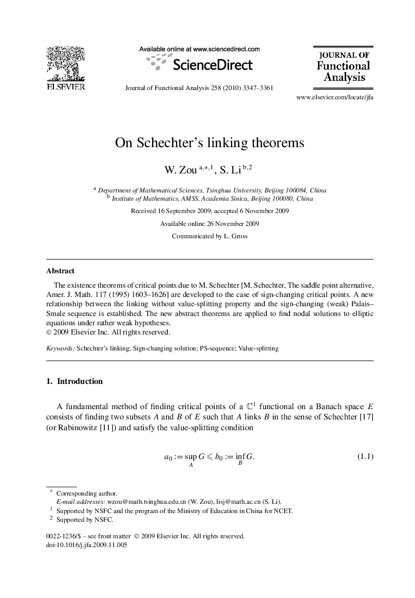 On Schechter's linking theorems