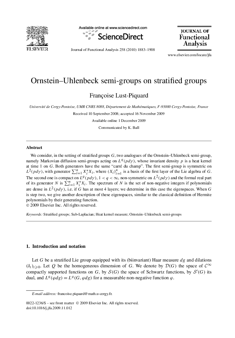 Ornstein–Uhlenbeck semi-groups on stratified groups