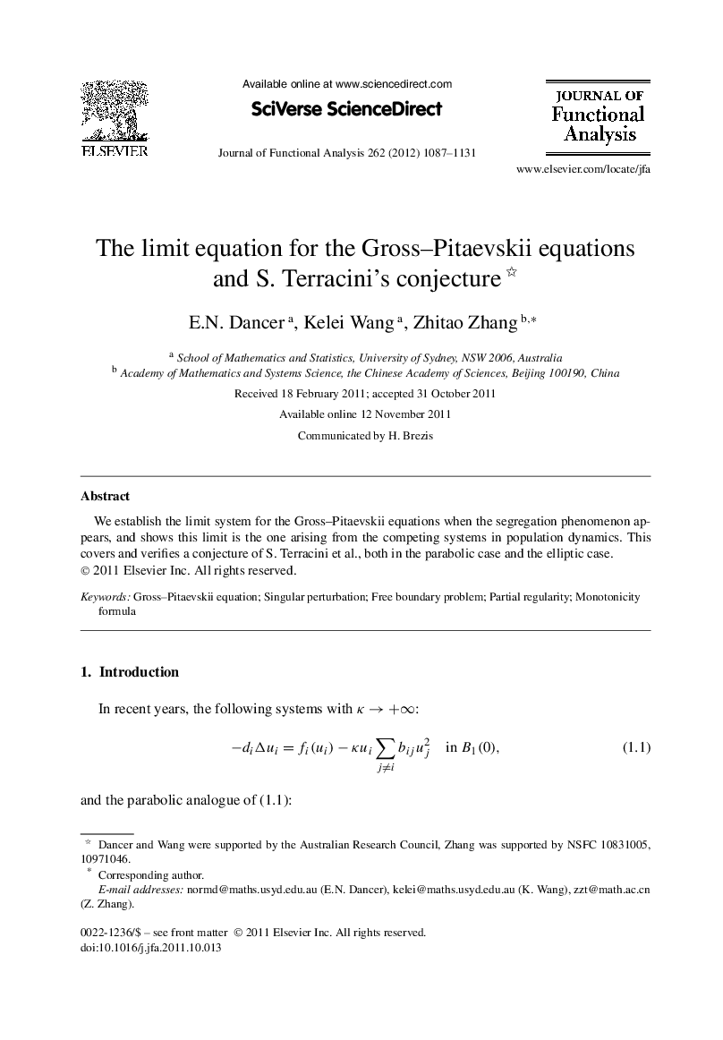 The limit equation for the Gross–Pitaevskii equations and S. Terraciniʼs conjecture 