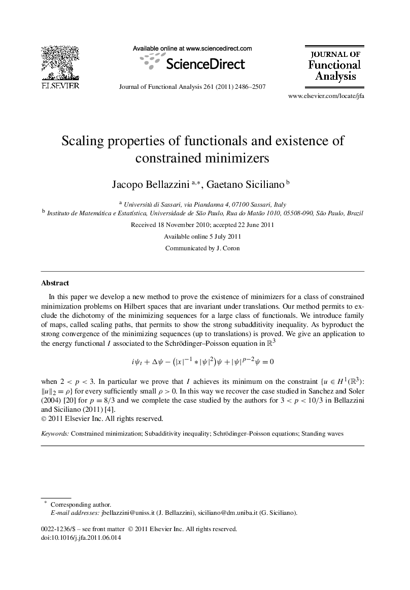 Scaling properties of functionals and existence of constrained minimizers