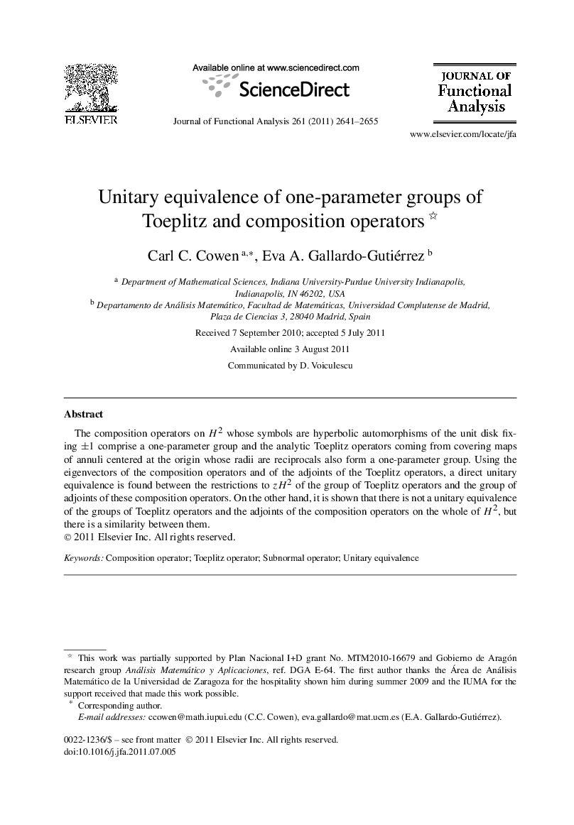 Unitary equivalence of one-parameter groups of Toeplitz and composition operators 