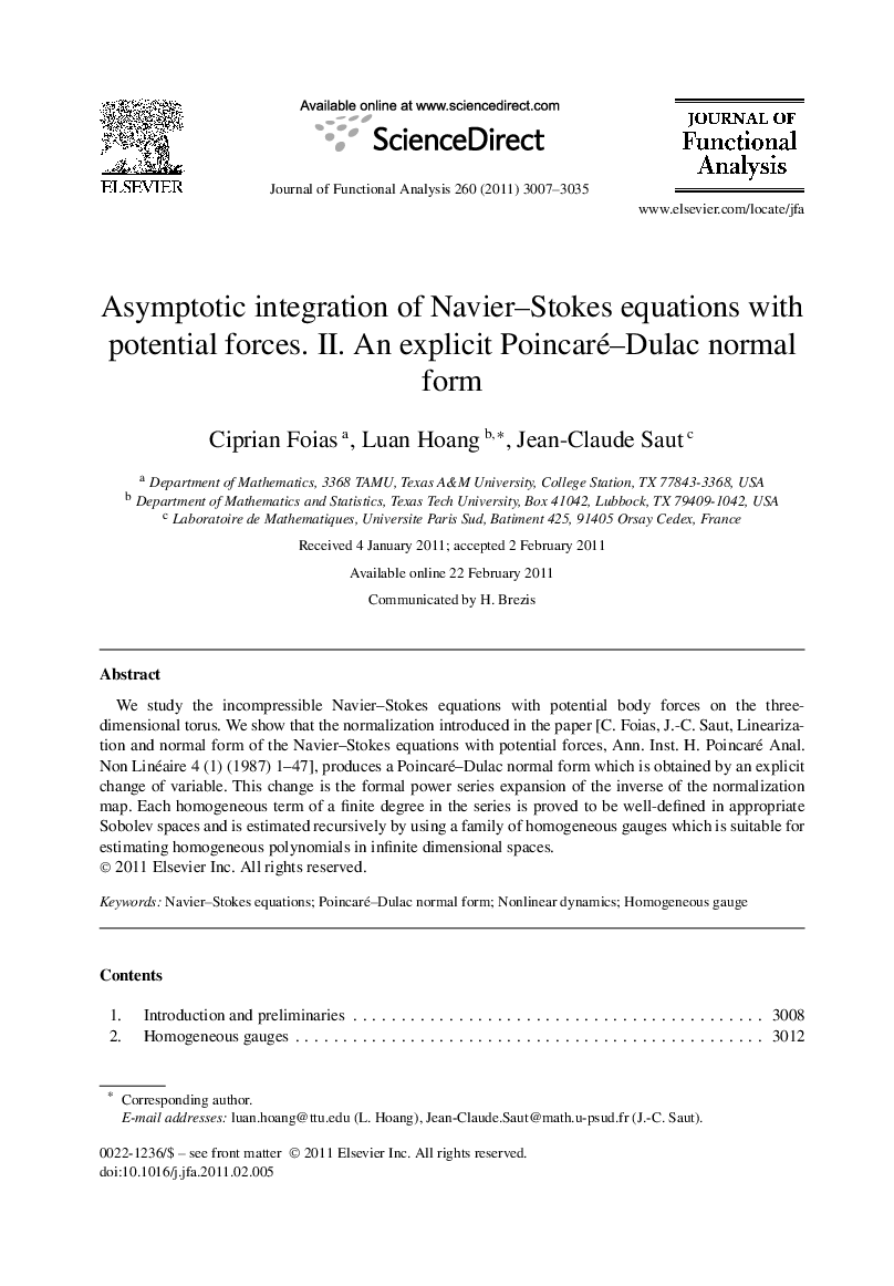 Asymptotic integration of Navier–Stokes equations with potential forces. II. An explicit Poincaré–Dulac normal form