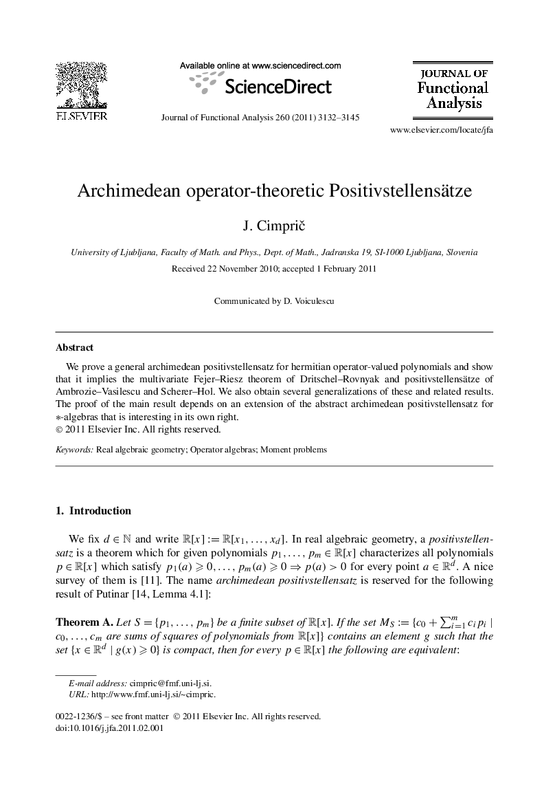 Archimedean operator-theoretic Positivstellensätze