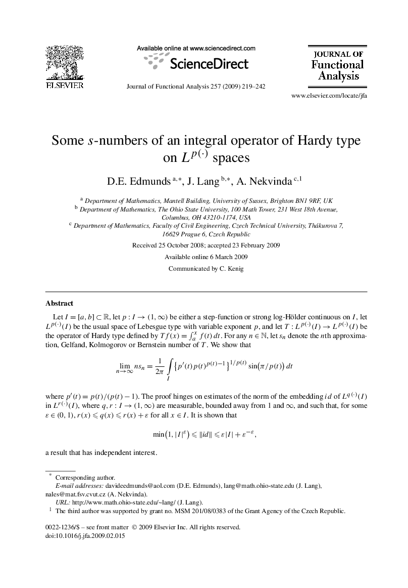 Some s  -numbers of an integral operator of Hardy type on Lp(⋅)Lp(⋅) spaces