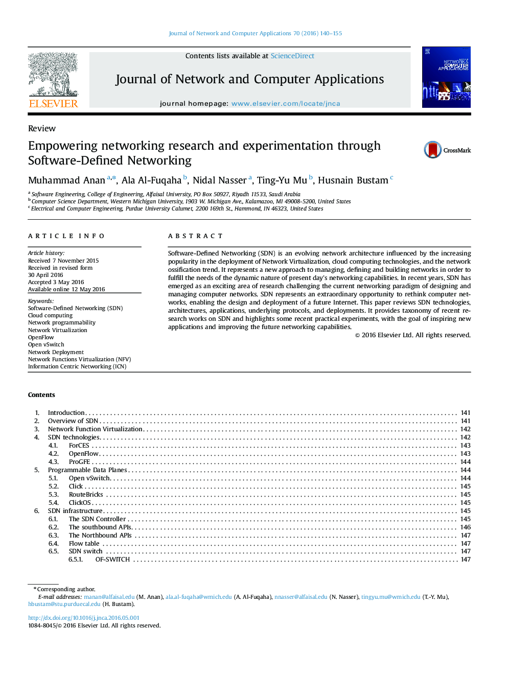 Empowering networking research and experimentation through Software-Defined Networking