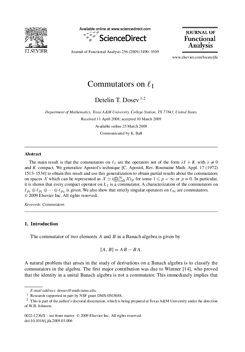 Commutators on ℓ1