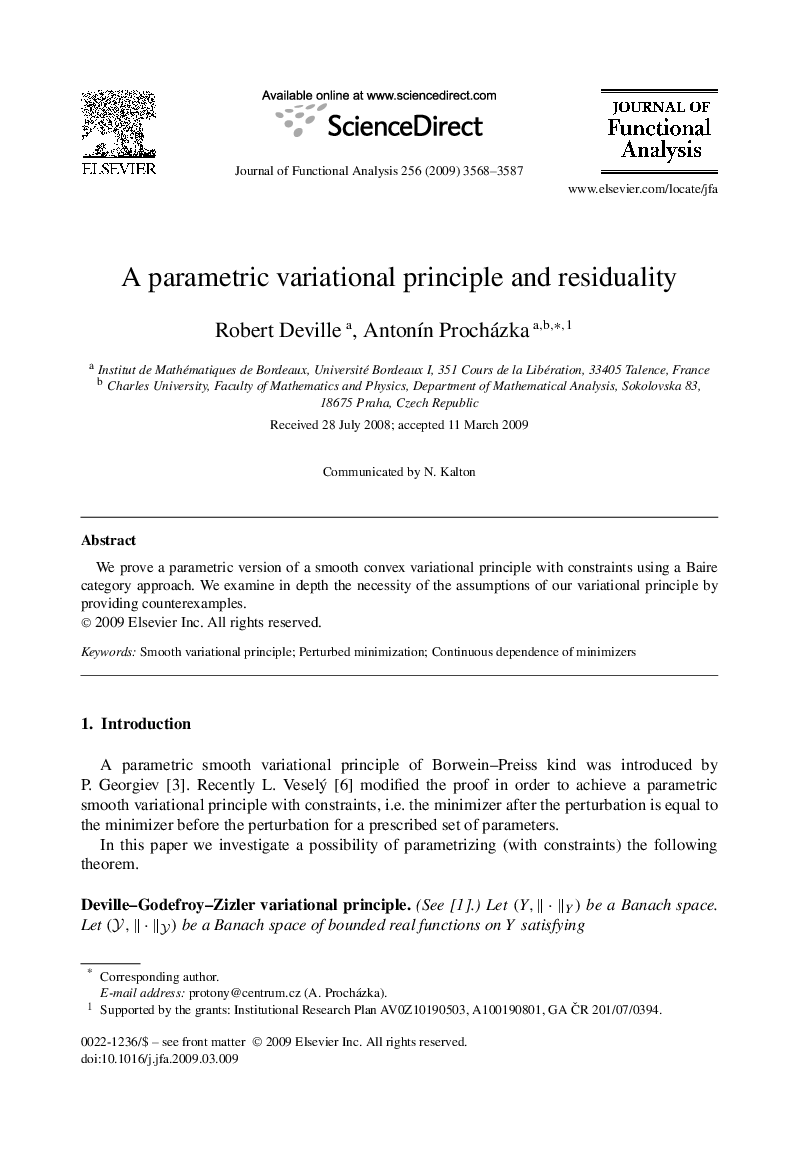 A parametric variational principle and residuality