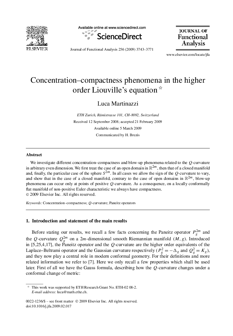 Concentration–compactness phenomena in the higher order Liouville's equation 