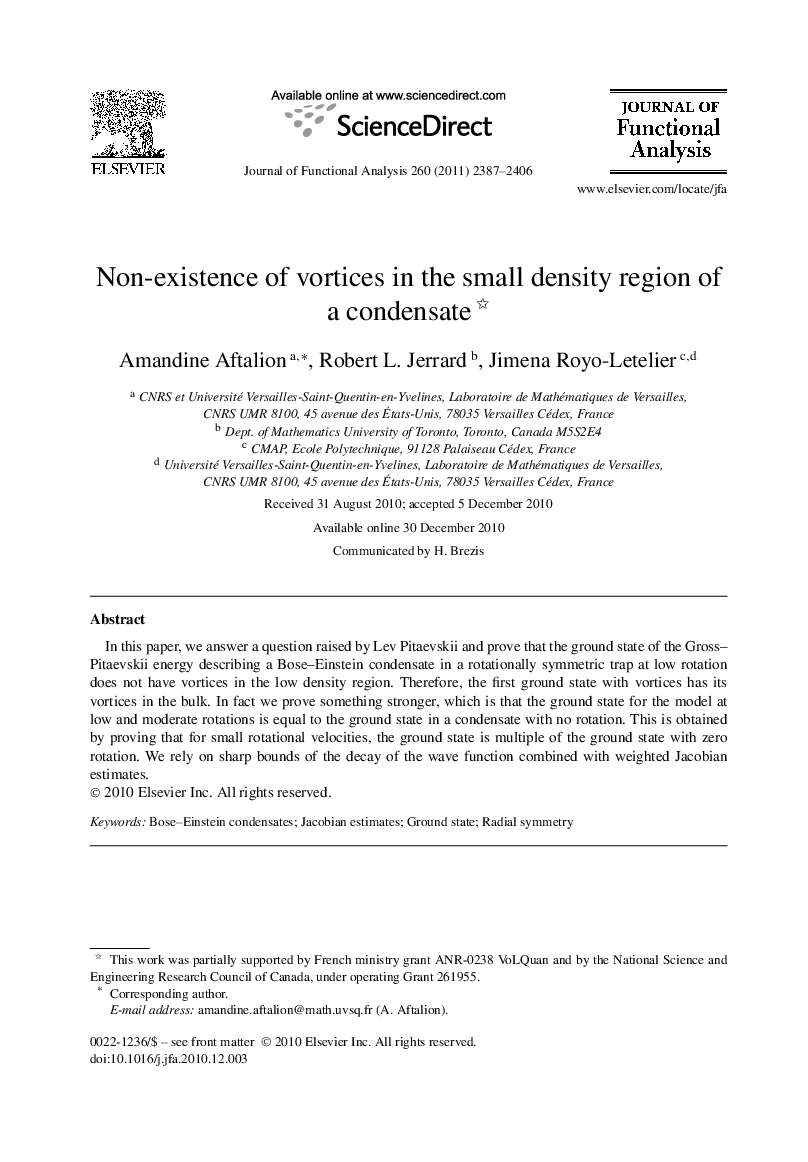 Non-existence of vortices in the small density region of a condensate 