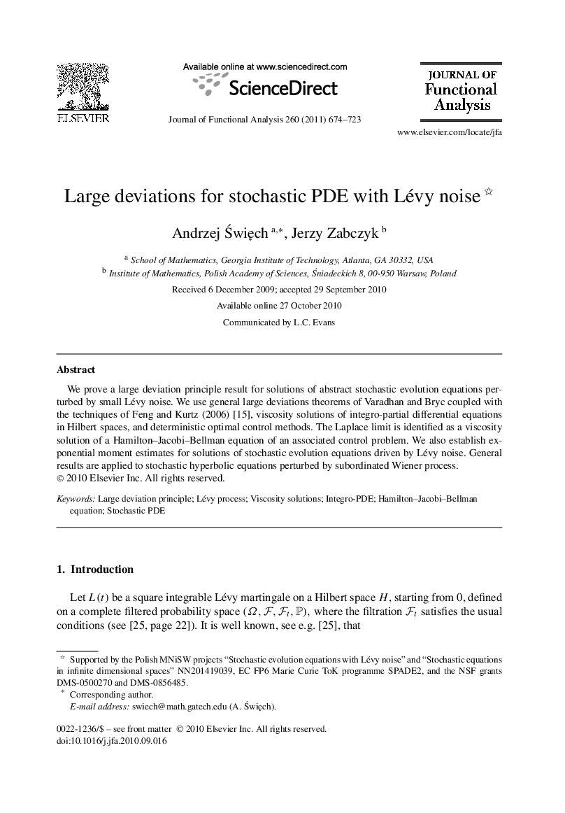 Large deviations for stochastic PDE with Lévy noise 