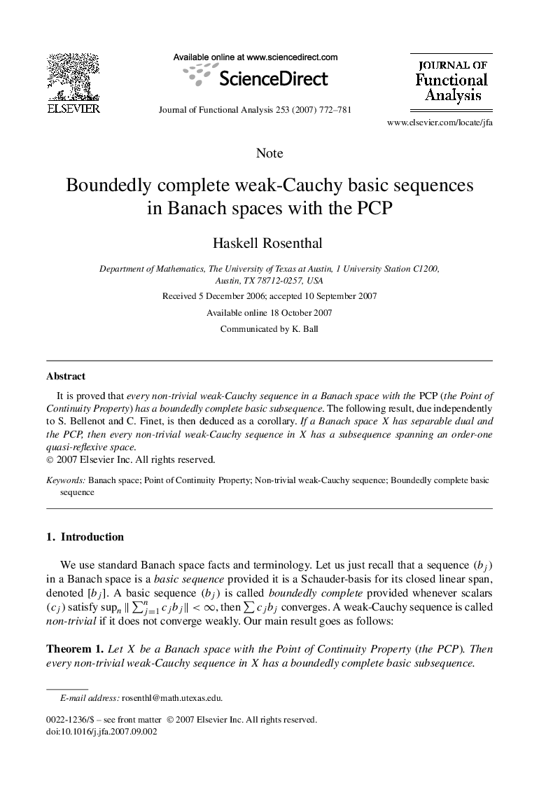 Boundedly complete weak-Cauchy basic sequences in Banach spaces with the PCP