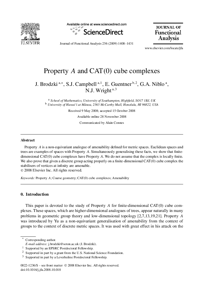 Property A and CAT(0) cube complexes