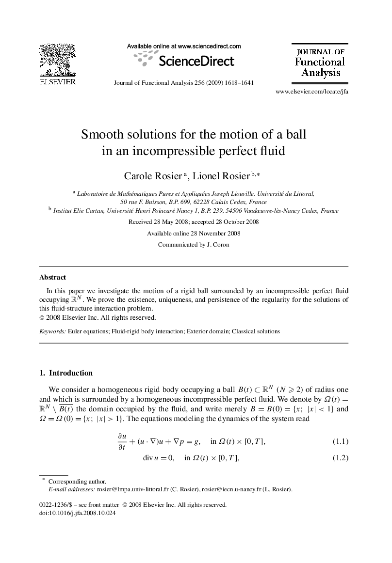 Smooth solutions for the motion of a ball in an incompressible perfect fluid