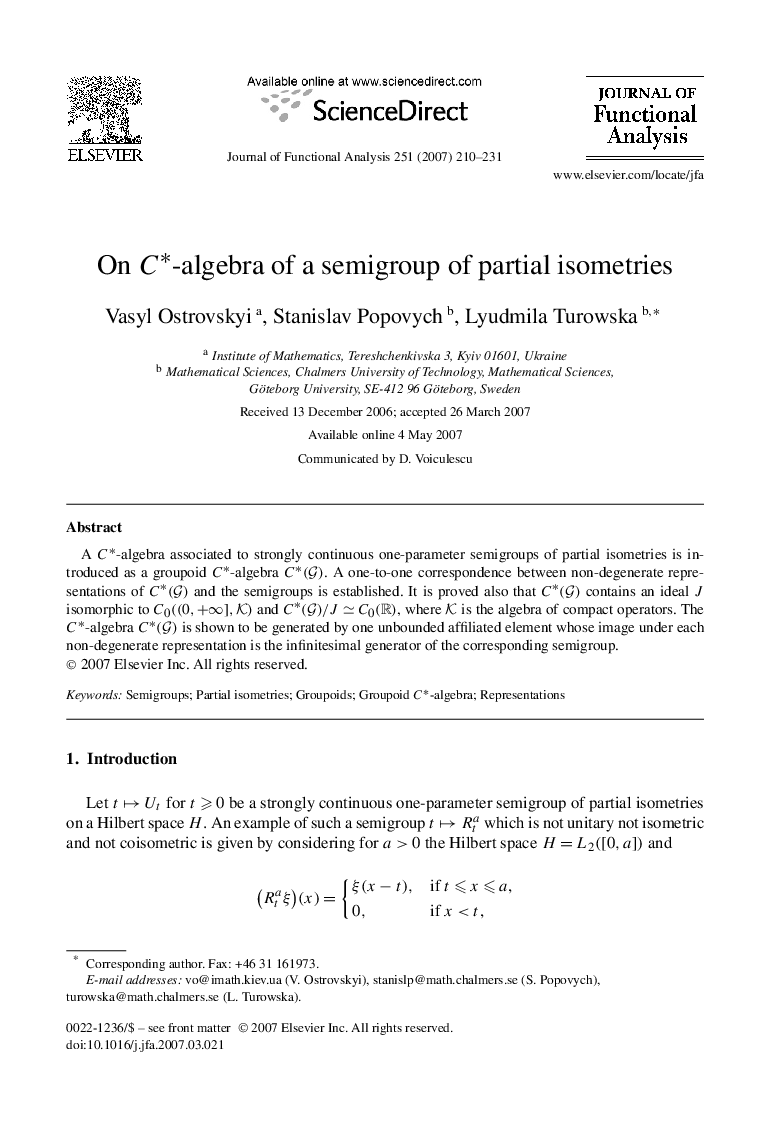 On C∗-algebra of a semigroup of partial isometries