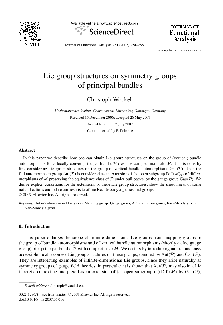 Lie group structures on symmetry groups of principal bundles