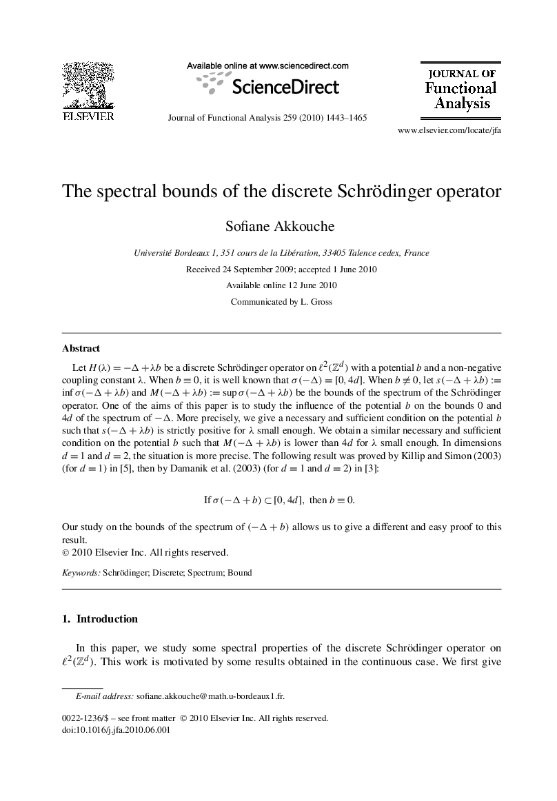 The spectral bounds of the discrete Schrödinger operator