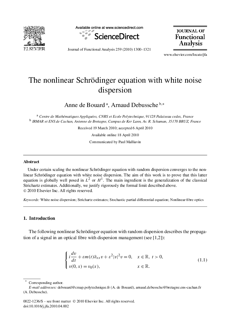 The nonlinear Schrödinger equation with white noise dispersion