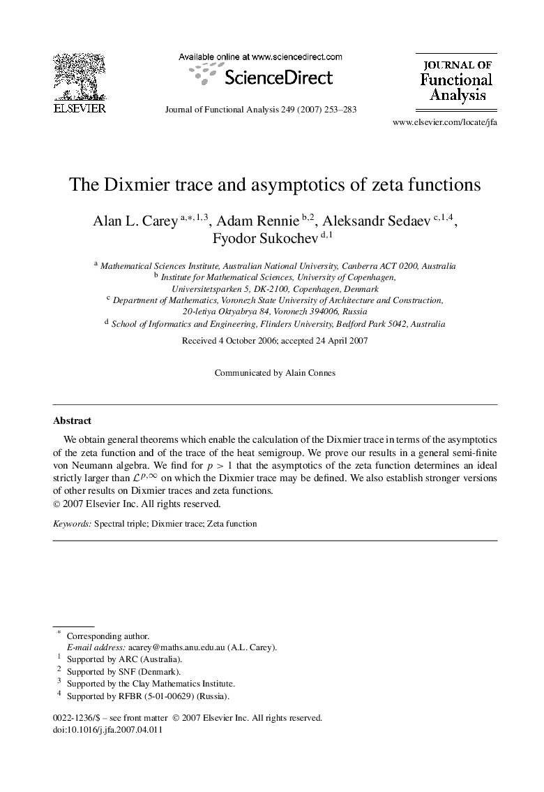 The Dixmier trace and asymptotics of zeta functions