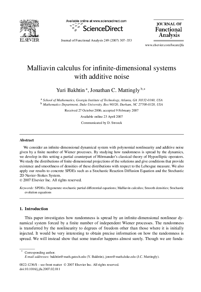 Malliavin calculus for infinite-dimensional systems with additive noise