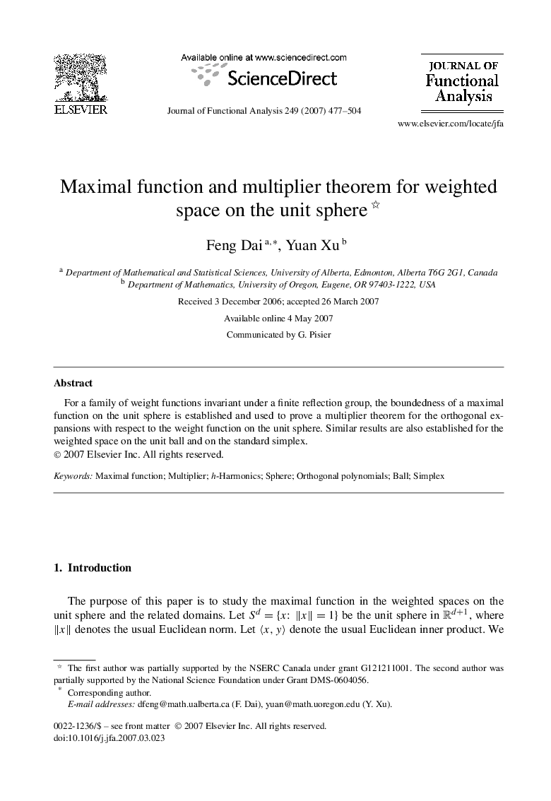 Maximal function and multiplier theorem for weighted space on the unit sphere 