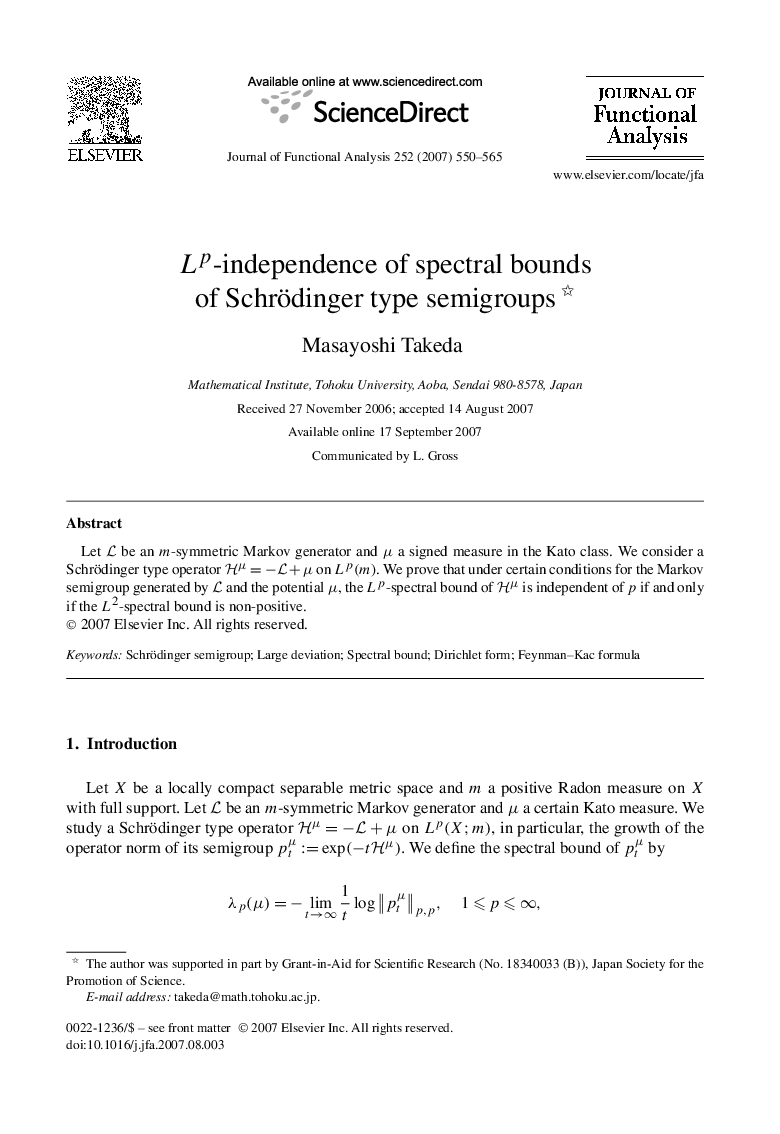 Lp-independence of spectral bounds of Schrödinger type semigroups 