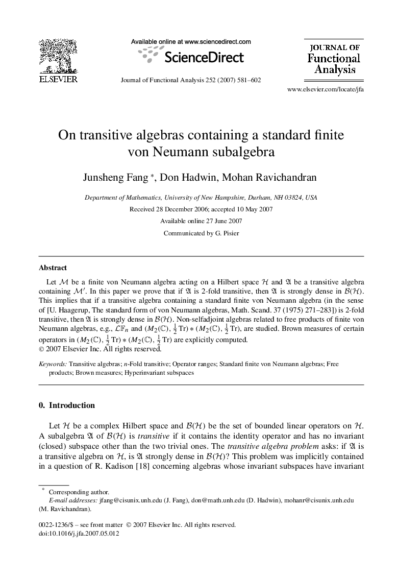 On transitive algebras containing a standard finite von Neumann subalgebra