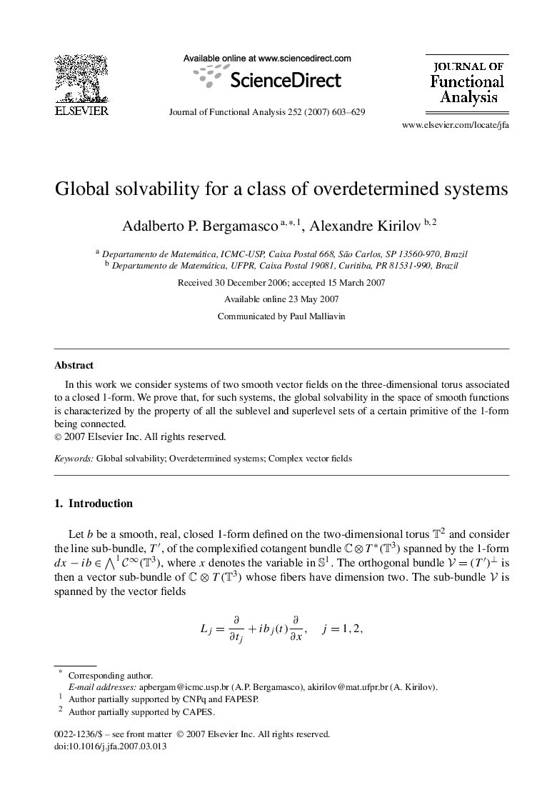 Global solvability for a class of overdetermined systems