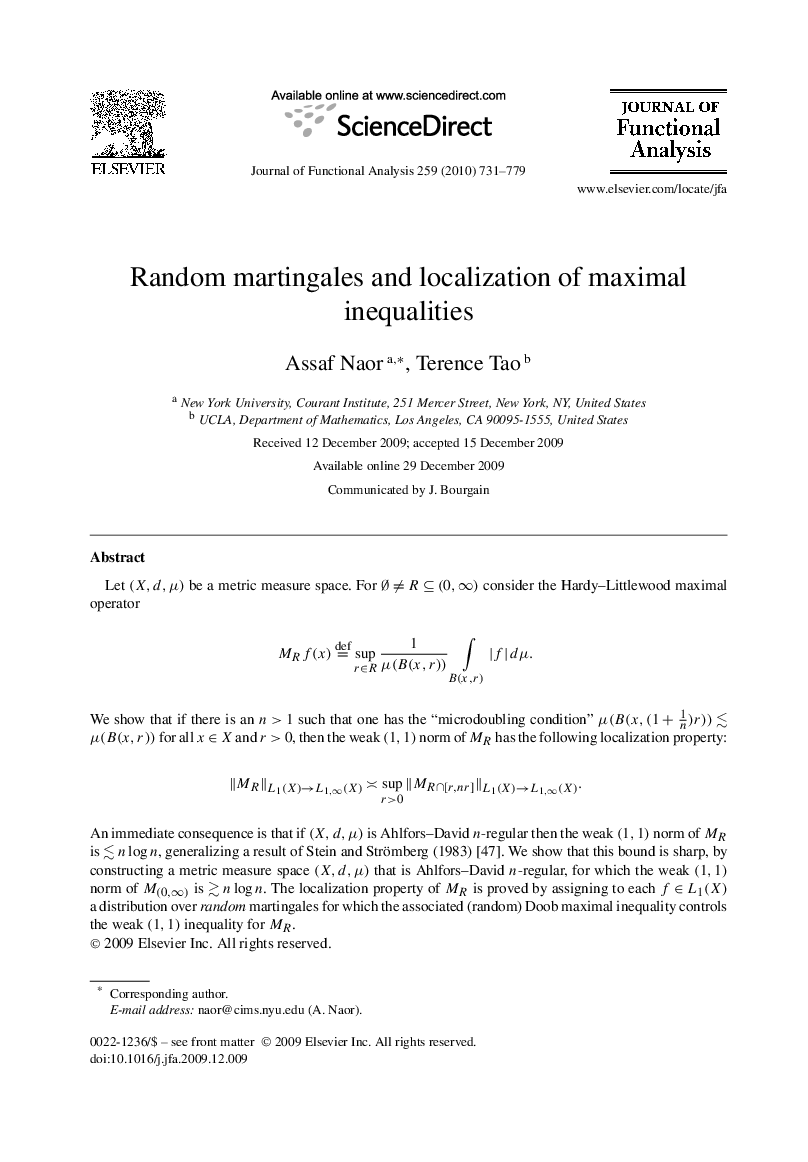 Random martingales and localization of maximal inequalities