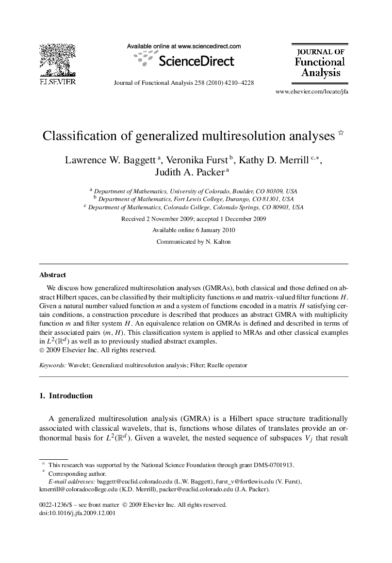 Classification of generalized multiresolution analyses 