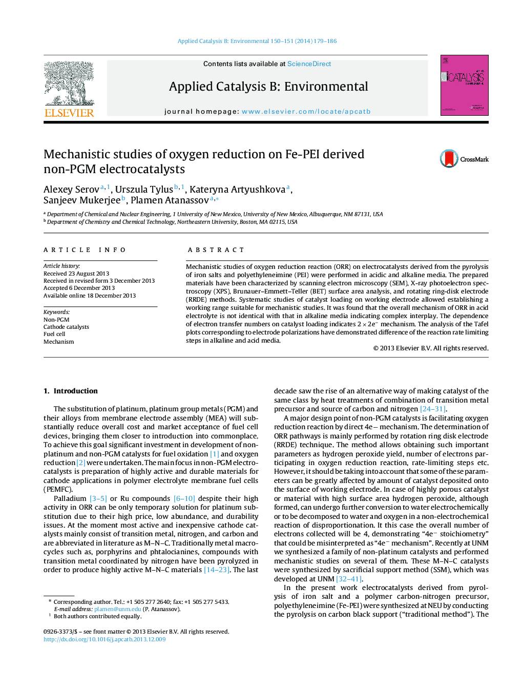 Mechanistic studies of oxygen reduction on Fe-PEI derived non-PGM electrocatalysts