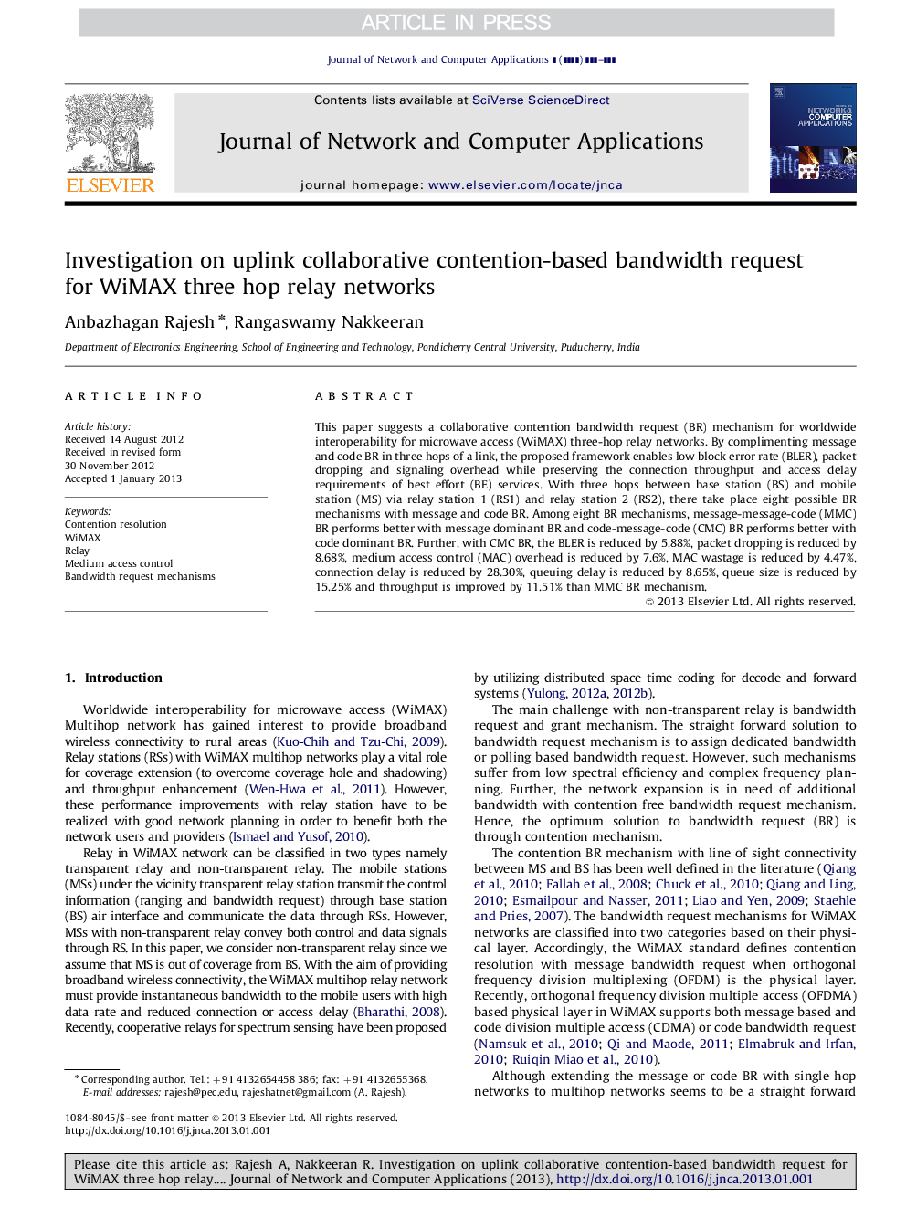 Investigation on uplink collaborative contention-based bandwidth request for WiMAX three hop relay networks