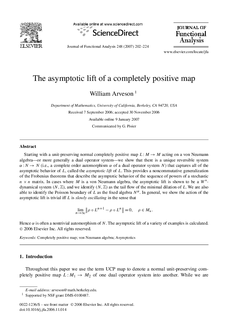 The asymptotic lift of a completely positive map